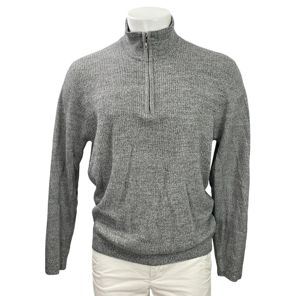 Weatherproof Men's Gray Long Sleeve Knit Turtleneck 1/4 Zip Sweater Top Size L